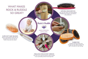 Rock &amp; Ruddle Soft White Natural Boar Bristle Hairbrush for Babies and Young Children | Perfect for Fine Hair Detangling and Smoothing - Cute Cats