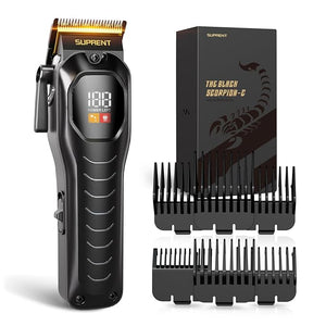 SUPRENT Mens Hair Clipper-Rechargeable Hair Cutting Kits with LED Display Cordless Hair Clipper for Home Use &amp Barbers (Black)