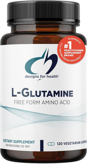 Designs for Health L Glutamine Capsules - 850mg Vegetarian Amino Acids Supplement to Support Muscle Recovery Digestive Immune + Gut Health - Non-GMO + Gluten Free (120 Capsules)