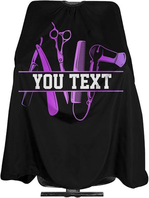 Custom Purple Barbershop Tools Barber Cape Personalized Haircut Cape with Your Text Name Logo Salon Haircut Apron Customized Unisex Hair Cutting Cape Barber Hairdressing Cape for Men Women