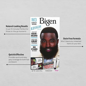 M3 Bigen EZ Color for Men Darkest Brown - 3 Pack