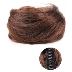 messy bun hair piece 1/2 PCS Mini Claw Clip in Messy &amp Cat Ears Short Synthetic Curly Wavy Hair Bun Extensions Wig Accessory Updo Hairpieces for Women Girls bun hair pieces for women ( Color : FB0