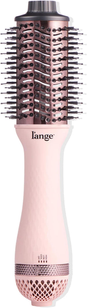 L'ANGE HAIR Le Volume 2-in-1 Titanium Blow Dryer Brush | Hot Air Brush for Hair Drying &amp Styling | Ionic Oval Barrel for Smooth Frizz-Free Volume | (Blush ? 60mm)
