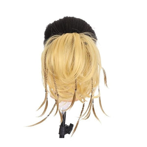UNNS Hair Chignon Synthetic Straight Bun with Braids Extension Messy Bun Ponytail Hair Hoop Hair Accessories for Women Natural Wigs Bun Hair Pieces for Women (Color : 03)
