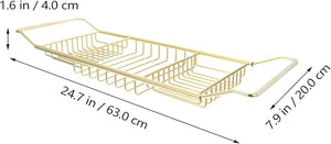 Stainless Steel Shower Tub Tray: European Style Extendable Bathtub Tray for Luxury Bath Stainless Steel Over The Bathtub Rack for Bathroom Accessories