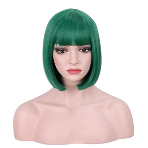 WildCos Short 12 Inches Straight Synthetic Cosplay Wig for Women (Green)