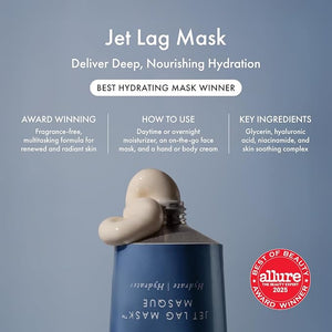 Summer Fridays Jet Lag Mask Mini - Hydrating Face Moisturizer + Mask - Enriched with Hyaluronic Acid Niacinamide Glycerin + Antioxidants Helps Nourish Skin for a Renewed + Radiant Complexion (1 Oz)