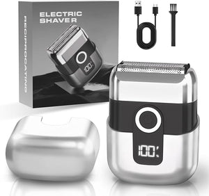 Electric Foil Shavers for Men: Mini Electric Razor Foil Shaver for Face IPX7 Waterproof Wet Dry Cordless Razor with 3 Floating Blades LED Display for Travel &amp Home USB Type C