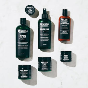 Brickell Men's Daily Elite Face Care Routine II Toner Charcoal Facial Wash Face Scrub Anti-Aging Night Cream Eye Cream Charcoal Mask and Moisturizer Natural and Organic Scented