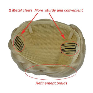 EARSHOT Hair Buns Hair Piece 1 Pack Synthetic Ponytail Hair Extensions Braided Bun Elegant Braided Bun Claw Clip Style Hair Bun Wig for Women Hair Accessories For Girls (Color : #1B)