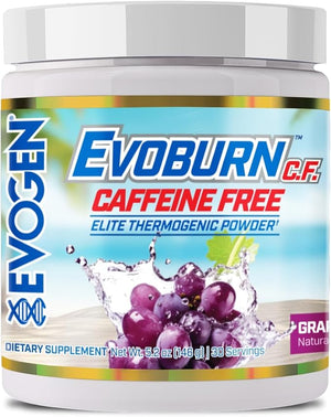 Evogen Evoburn Caffeine Free- Thermogenic Fat Burner for Men &amp Women | Energy &amp Focus | Advanced Metabolism Booster Fat Burner Formula with MitoBurn &amp Caffeine | Grape Blast | 30 Servings