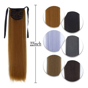 SONGCHAO Fake Hair Bun 22/34 Inch Ponytail Extension Straight Hair Wig Bow Hair Band Synthetic Ponytail Women Extra Long Hair Extensions Hair Accessories (Color : 06, Size : 34inches)