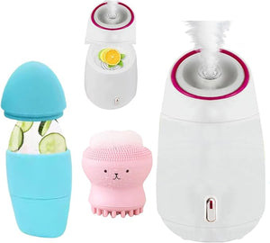 Facial Steamer and Ice Roller ? 3-in-1 Nano Ionic Spa Kit for Deep Hydration and Pore Cleansing ? Home Facial Care Set,auto Shut Off
