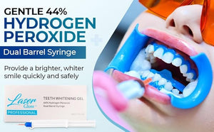 LaserGlow Professional Teeth Whitening Gel 44% Hydrogen Peroxide ? Dual Barrel Syringe for Fast Effective and Whitening Results | Hydrogen Peroxide Gel Teeth Whitener Tooth Whitening Gel