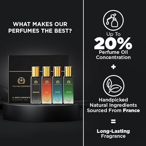 The Man Company Specially Curated Perfume Gift Set 4X20Ml - A Gentlemen's Desire | Premium Long-Lasting Fragrance| Citron For Travel| Intense For Office| Musk For Sports| Joy For Outing,80 Ml