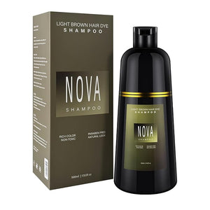 Hair Dye Shampoo &amp Champu Para Canas - Natural 3-in-1 Instant Gray Coverage for Men &amp Women (Light brown-500ML)