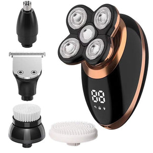 TOPKU Electric Shavers for Men 5 in1 Bald Head Shaver LED Display Rechargeable Cordless Wet Dry Rotary Shaver Grooming KitRazors with Hair Clippers Nose Hair Trimmer Facial Cleansing Brush