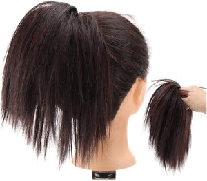 Hair Bun Short Ponytail Extensions Synthetic Straight Hair Hair Bun with Elastic Band Hair Accessories Women Wig Hair Bun Hair Bun Piece(D)
