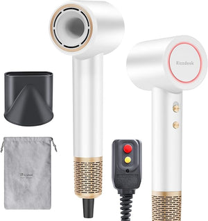 High Speed Hair Dryer - Ionic Hair Dryer for Women with brushless Motor Fast Drying Low Noise Blow Dryer with Magnetic Nozzle Suitable for Home Travel and Salon use(White)