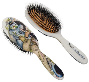 Rock &amp Ruddle Natural Mixed Boar Bristle Hair Brush for Women and Kids (Large 21 cm) - Perfect for Wet or Dry Hair Detangling Smoothing Blowdrying - Designed &amp Made in UK - Australian Animal