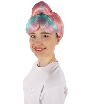 Women's Premium Bun Wig - Adjustable Capless Hair extensions with Realistic Synthetic Fibers - Multi-Color Elegant Bun Hairpiece for Halloween Cosplay and Everyday Wear Mixed Pink