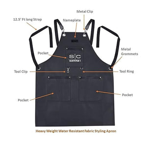 StyleCraft Heavy Weight Waterproof Professional Barber-Salon Apron Cross Back Strap and Pockets