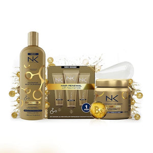 NK Professional Care Hair Repair Kit with Niacinamide (B3) ? Shampoo + Mask + Ampoules | Strengthens Restores Adds Shine | For Damaged or Colored Hair | Unisex | 3-Piece Set