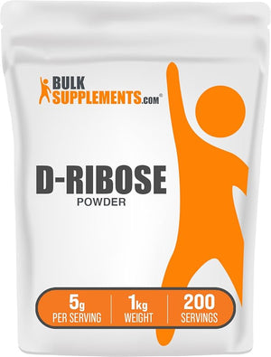 BulkSupplements.com D-Ribose Powder - D-Ribose Supplement, for Energy Support - Unflavored &amp; Gluten Free, 5g per Serving, 1kg (2.2 lbs) (Pack of 1)