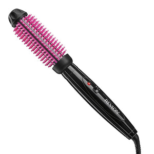 REVLON Silicone Bristle Heated Hair Styling Brush | Fast Long Lasting Volume for Easy Styling | 1 Barrel for Full Body and Smooth Styles (Black/Pink)