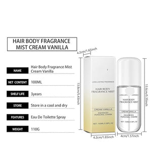 Creamy Vanilla Fragrance Spray - Long-Lasting Natural Fresh Scent For Hair &amp Body Delicate Vanilla Note For All-Day Charming Aroma(2PCS)