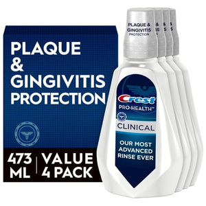 Crest Pro-Health Clinical Mouthwash with CPC Alcohol Free Gingivitis Treatment Deep Clean Mint 473 Ml (16 fl oz) 4 Count
