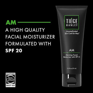 Tiege Hanley Face Moisturizer for Men Morning Facial Moisturizer With SPF 20 Hydrating Daily Face Cream With Sunscreen Gentle on Sensitive Skin Men¡¯s Skin Care 2.5 FL Oz