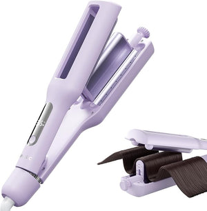 Hair Waver Curling Iron with Optimized Airflow for Less Odor 4-in-1 Adjustable Crimper for Versatile Styling Cool Air Shot for Long-Lasting Curls Ionic Care for Smooth Frizz-Free Waves- Purple