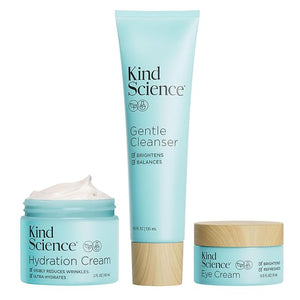 Kind Science 3-Piece Skin Care Set Gentle Cleanser Hydration Cream Eye Cream - Essential Anti Aging Trio - Anti Aging Skin Care Set for Women - Paraben Dye &amp Fragrance Free Cruelty Free