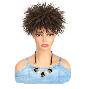 Dreadlock Hair Topper Wig Synthetic Short Afro Kinky Curly Hair Topper Wigs For Women And Men Braids Half Wig Extensions M1B-30 1 PC