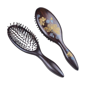 Retro Hair Brushes Women Wood Massage Hairbrush Scalp Massagers Hair Combs Air Cushion Hair Combs 8.7Inch(B)