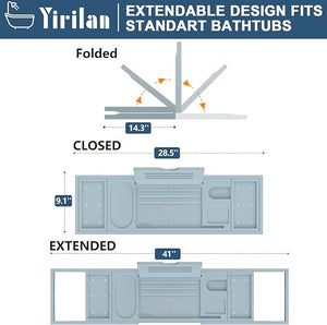Premium Bathtub Tray Caddy, Expandable Bath Tray, Unique House Warming Gifts, New Home, Anniversary and Wedding Gifts for Couple, Bridal Shower Gift for Women