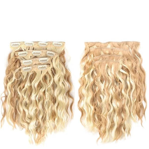 Short Curly Synthetic 4-piece Set Of Water Ripple Hair Extension Wig Clip In Woman's Clip Hair Accessories Hairpiece(26H613)
