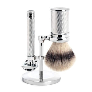 M?HLE Chrome Silvertip Fibre Safety Razor (Closed Comb) Shaving Set