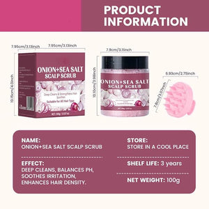 2PCS Scalp Care Scrub Sea Salt Deep Cleansing Nourishing Refreshing Oil Control Fluffy Shampoo with Silicone Scalp Massager