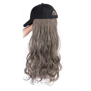 Women Baseball Cap Wig Long Curly and Wavy Wig Sunshade Baseball Cap Integrated Wig Cap Women's Wig Cap