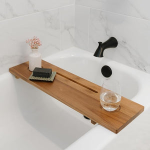 Premium Nature Shed Bathtub Tray for Standard Tubs | 29 Solid Acacia Luxury Bath Tray for Tub | Anti-Tip Non-Toxic Sustainable Adjustable Bathtub Caddy | Bathroom Accessories Holders for Tub Tray
