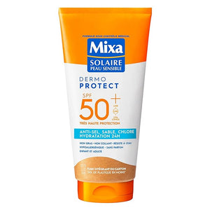 Mixa Solar Sun Lotion for Sensitive Skin - Sun Care Milk Very High Protection SPF 50+ UVA UVA Long UVB - Anti-Salt Sand and Chlorine - Moisture 24 Hours - Waterproof - Hypoallergenic - 175