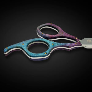 Saki Shears 6" Professional Hair Shears With Wood Accent - Sword Style, Convex Blade, Tension Adjustment, 440C Steel (Blue)