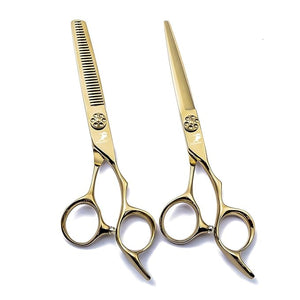 Hair Cutting Scissors, 6.0 Inch Golden Professional Japan 440C Hair Cutting Scissor - Salon Right-Hand Razor Edge Barber Scissors, Hand Sharpened