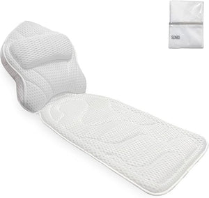 Bath Pillows for Tub Full Body Large Mesh tub Pillow for Bathtub for Head Neck and Back Support with Laundry Bag and Hanger for Quick Drying White