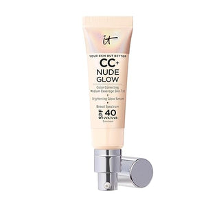 IT Cosmetics CC+ Nude Glow - Medium Coverage Foundation with SPF 40 &amp Brightening Glow Serum Lightweight Skin Tint 2% Niacinamide + Hyaluronic Acid Up to 24H Hydration Normal/Dry Skin - 1.08 f