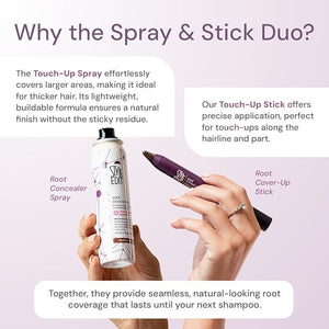 Style Edit Travel Essentials Hair Duo Root Touch Up Spray and Root Cover-Up Stick | Instant Gray Root Concealer for Grays and Roots Coverage | Black