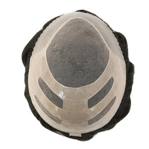 Durable Mens Hairpieces, Human Hair Toupee for Men, Real Hair Replacement System, Mens Unit Fine Mono #7