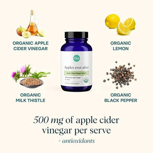 Ora Organic Apple Cider Vinegar Pills - ACV Metabolism Booster Detox Cleanse Weight Management - Organic Apple Flavor 1 Month Supply 60 Vegan Tablets